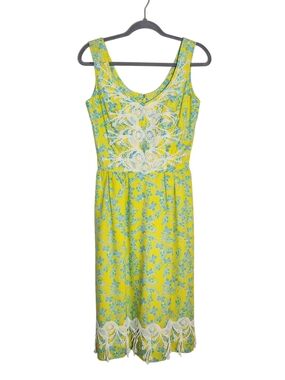 Lilly Pulitzer Vintage 70s Floral Print Dress Size 10 Flaw